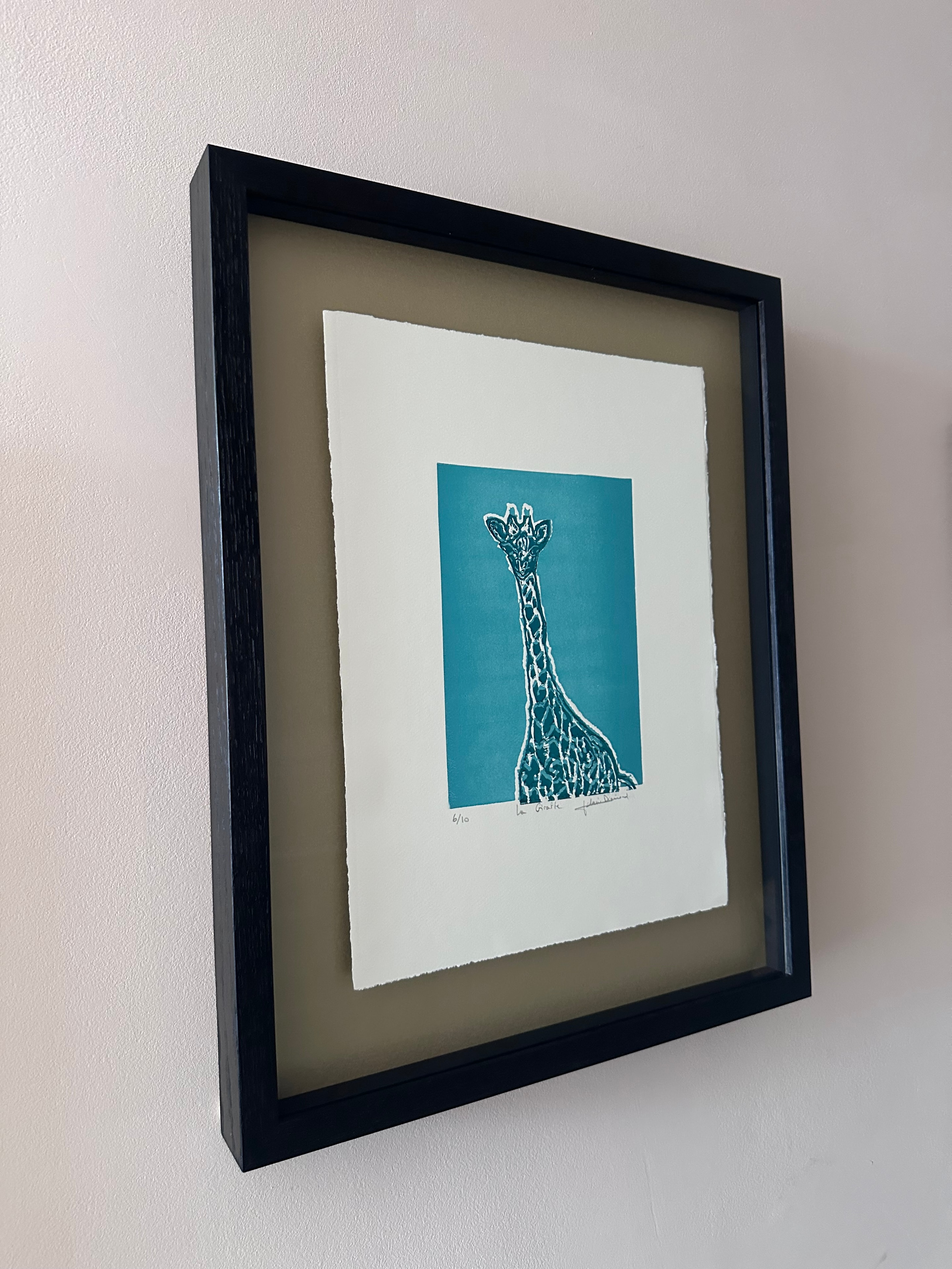 Clairewithdiamonds print float framed on gold mountboard