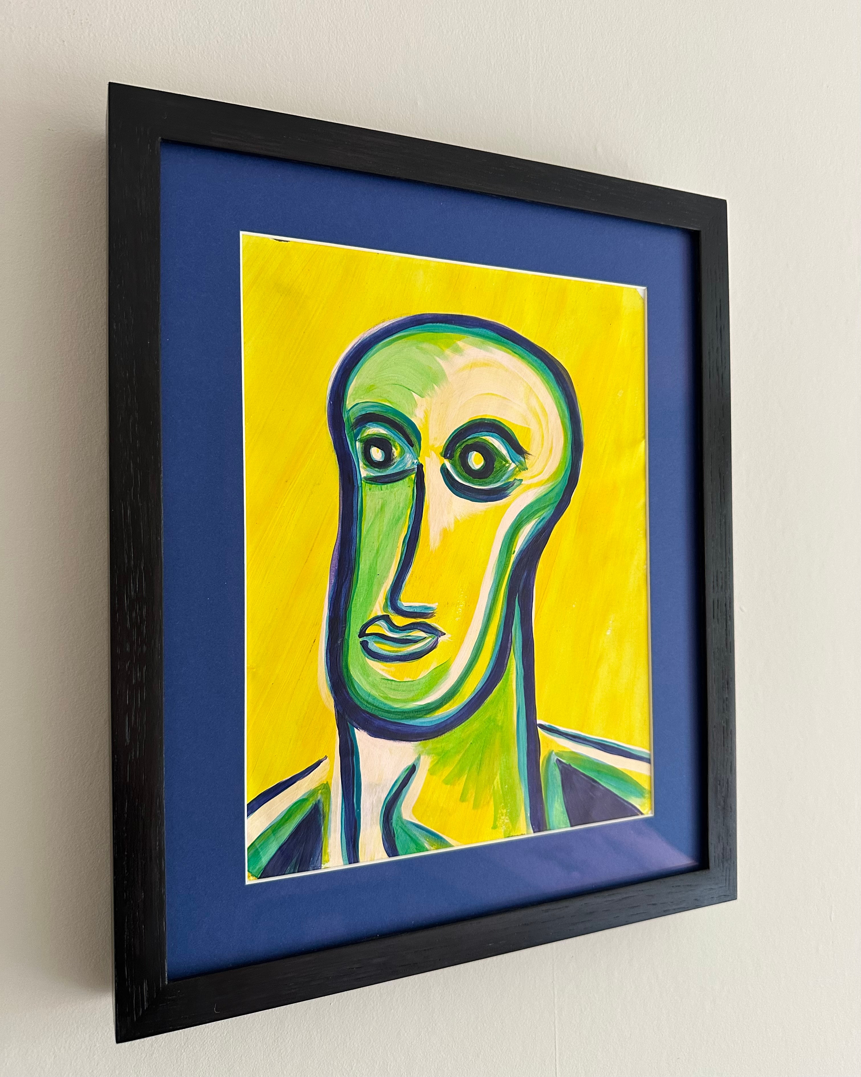 Felipe Martinez-Villalba original watercolour with blue mount